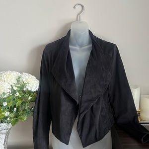 Gentle Fawn charcoal, super soft, faux suede, open causal jacket with pockets